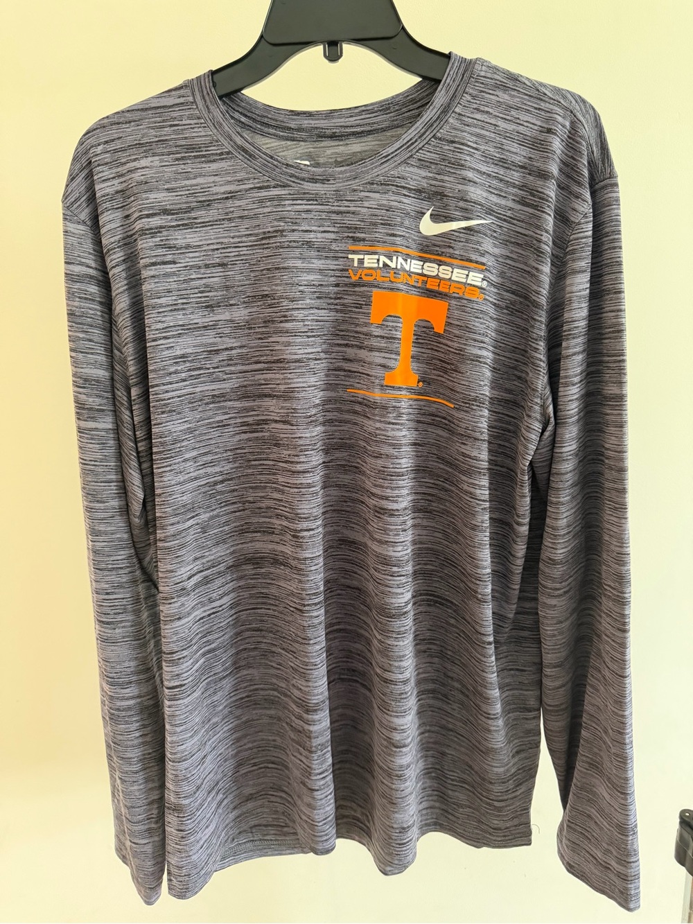 Nike Tennessee Volunteers Gray Heather Long Sleeve Shirt with Orange Logo
